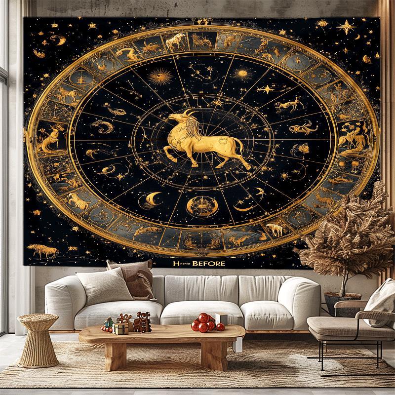 Star Map Poster - Elegant Zodiac Constellation Tapestry Celestial Astrology