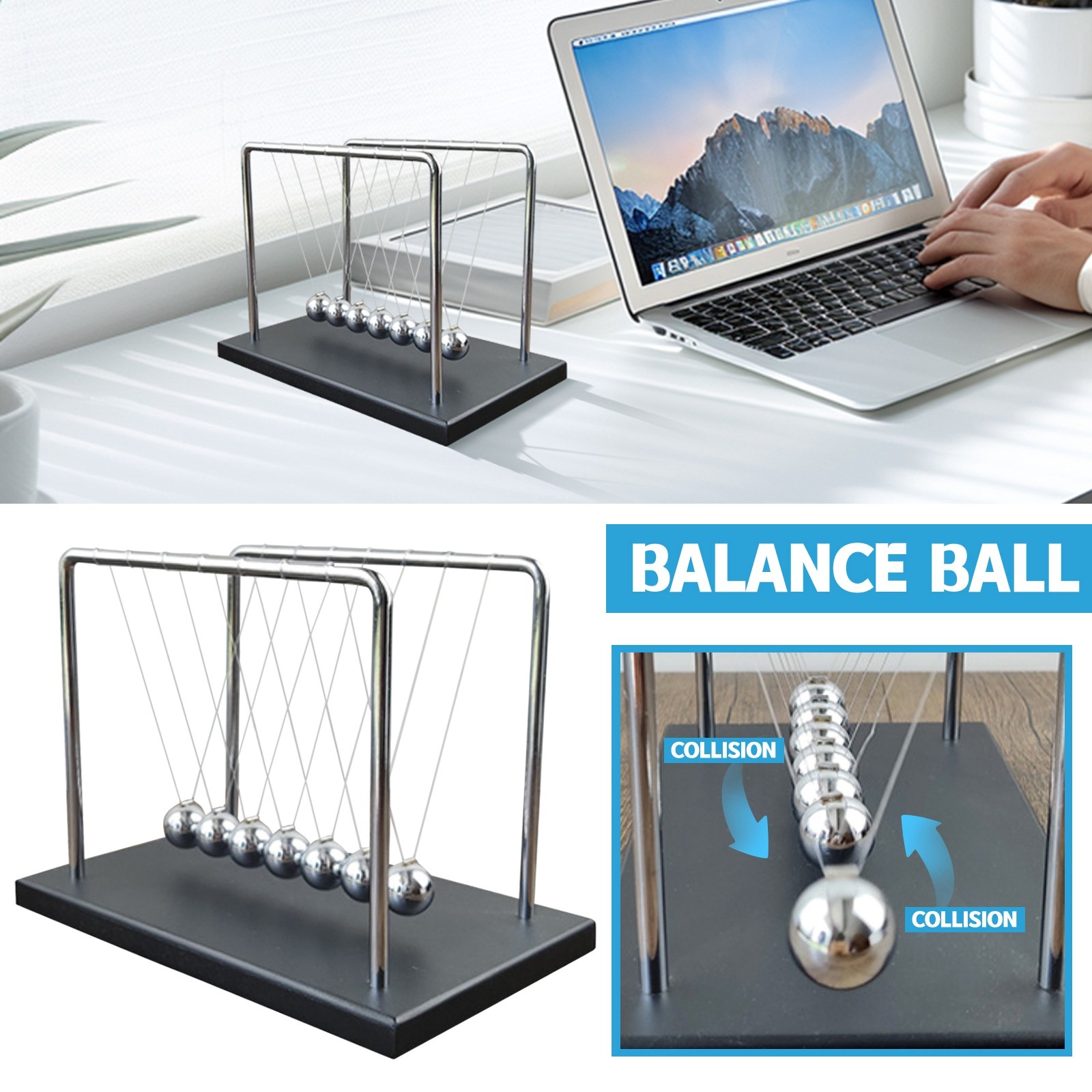 7 Balls Mechanic Curve Newton  - Newton Cradle Large ulasan dan harga