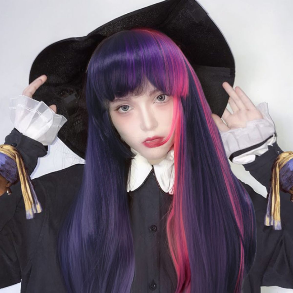Pink Purple Neat Bangs Long St - Science Bob ulasan dan harga