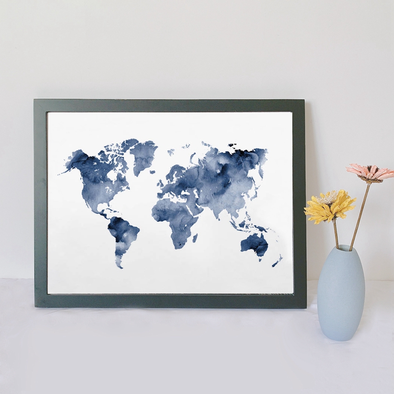 Blue World Map Print Navy Map  - Star Map Poster ulasan dan harga