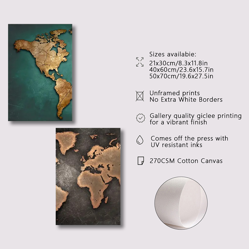 Retro World Map 3pcs/set Canva - Star Map Poster ulasan dan harga