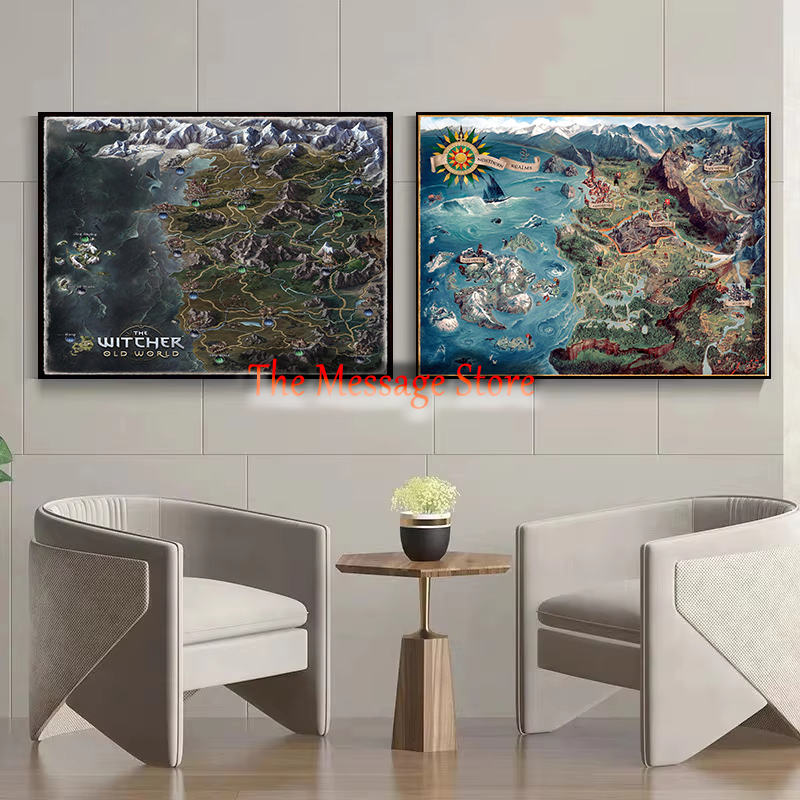 Witcher World Map Continent Lo - Star Map Poster ulasan dan harga