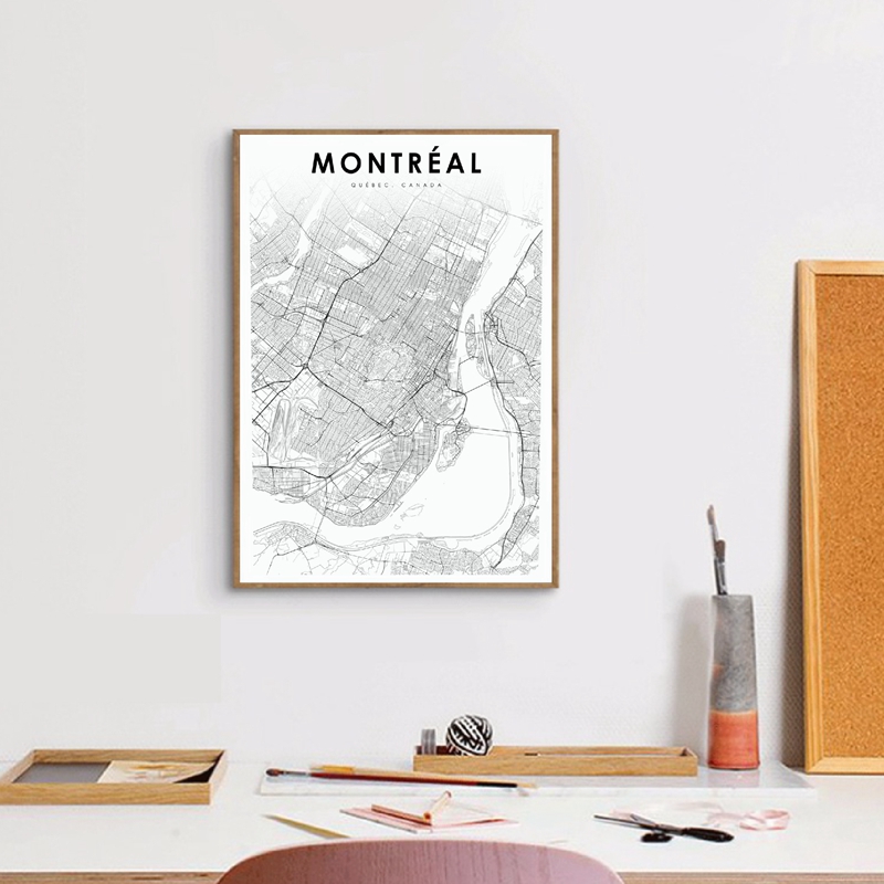 Black White Montreal Map Print - Star Map Poster ulasan dan harga