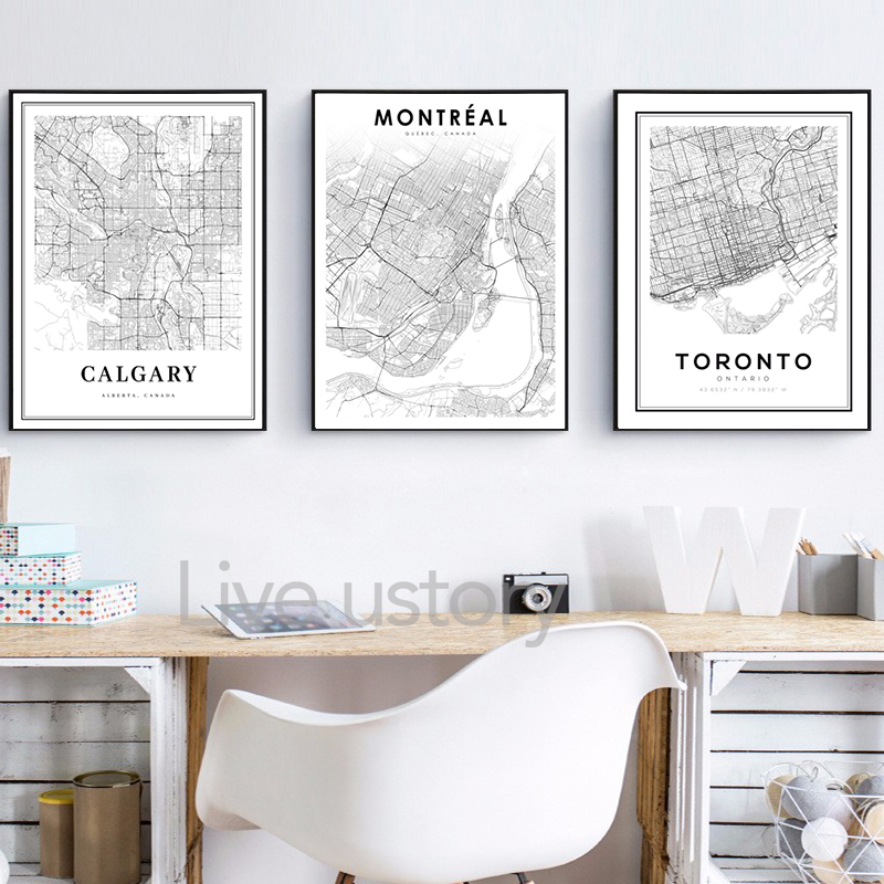 Black White Montreal Map Print - Star Map Poster ulasan dan harga