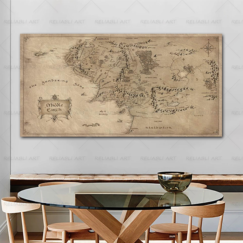 Retro The-Lord-of-Rings Map Po - Star Map Poster ulasan dan harga