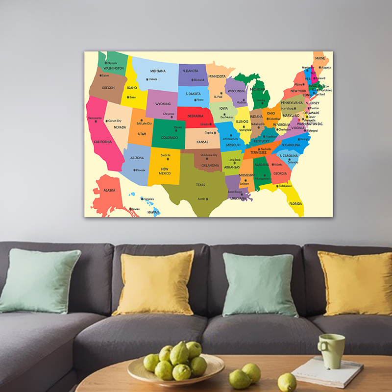 The USA Map In English 150*100 - Star Map Poster ulasan dan harga