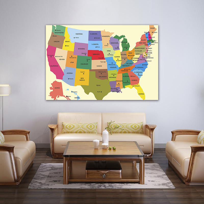 The USA Map In English 150*100 - Star Map Poster ulasan dan harga