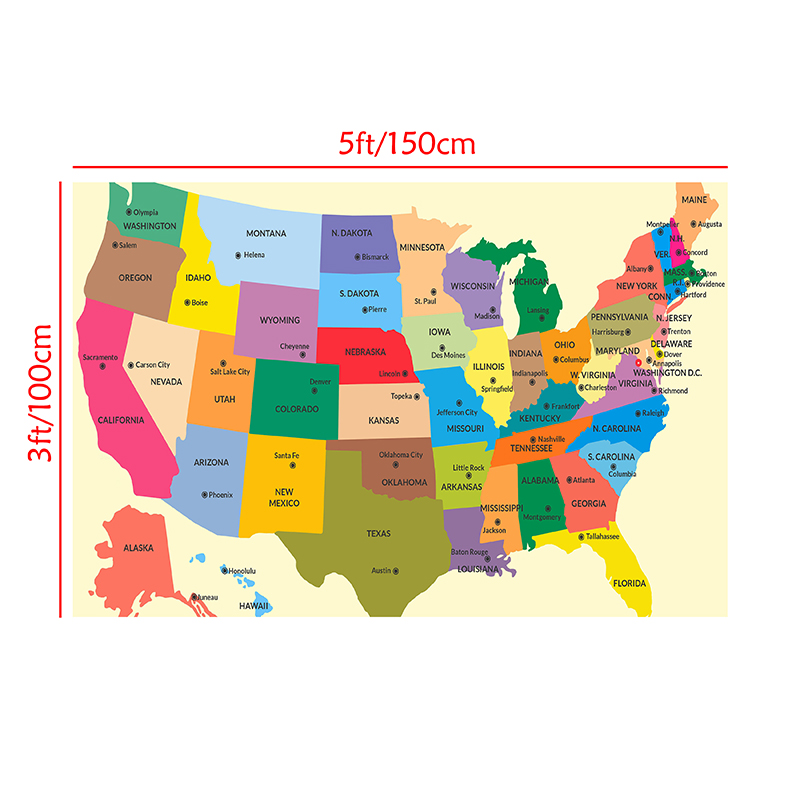 The USA Map In English 150*100 - Star Map Poster ulasan dan harga
