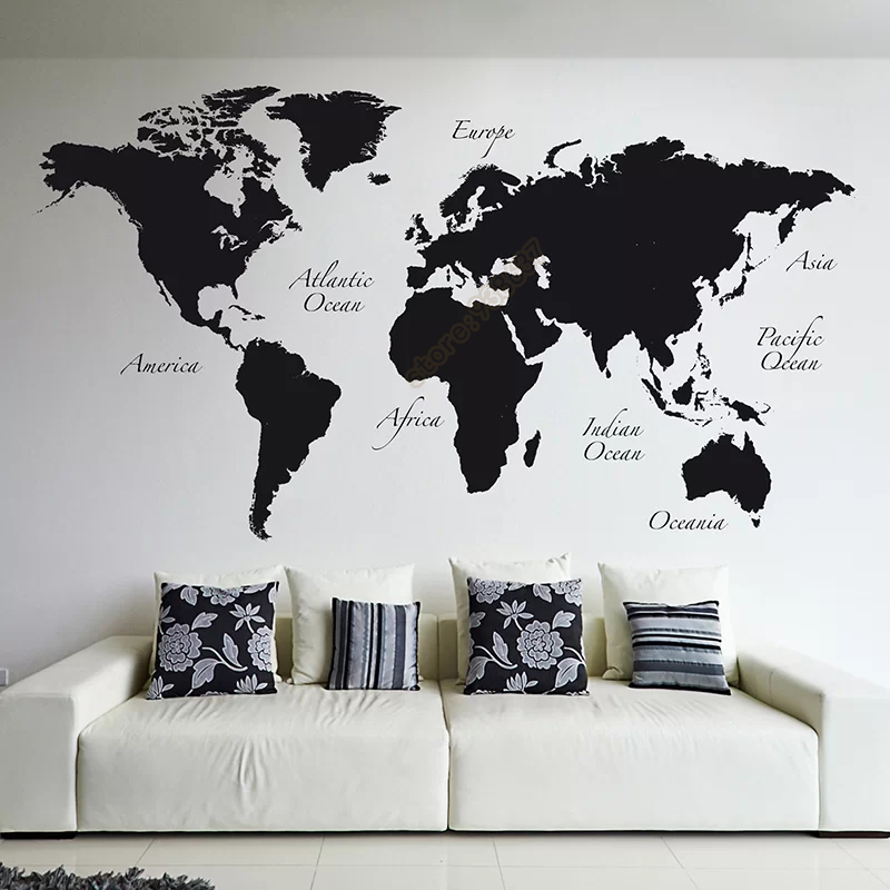 Large World Map Vinyl Wall Dec - Star Map Poster ulasan dan harga